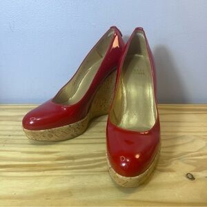 Stuart Weitzman Corkswoon Wedge Pump, Red Patent, Wedges Size 6 M